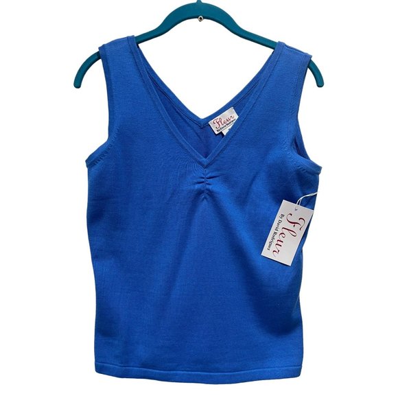 Fleur By David Rodriguez Blue Cotton Tank Top M NWT - Picture 1 of 3